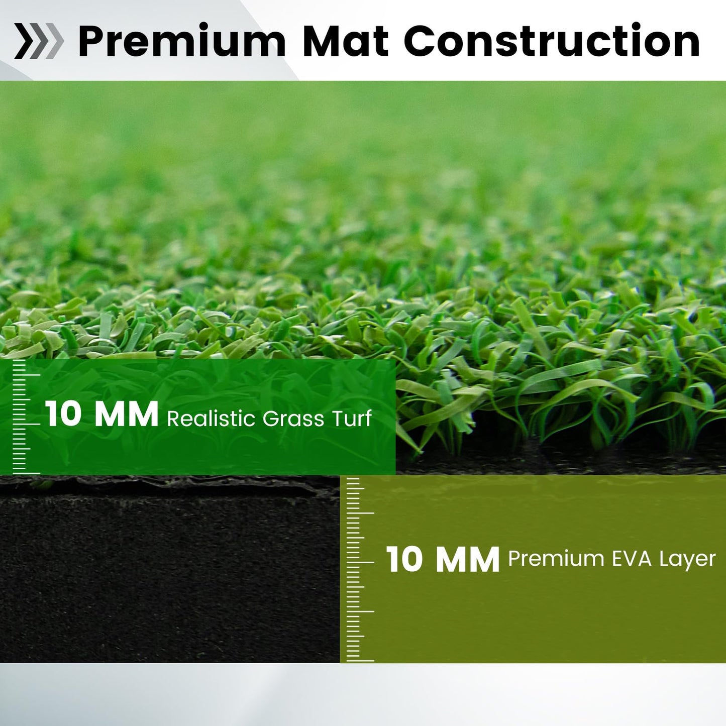 Golf Hitting Mat with 2 Rubber Tees and 2 Alignment Sticks