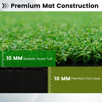 Golf Hitting Mat with 2 Rubber Tees and 2 Alignment Sticks