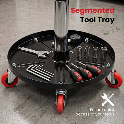 Pneumatic Rolling Mechanic Stool with Tool Tray & Adjustable Height