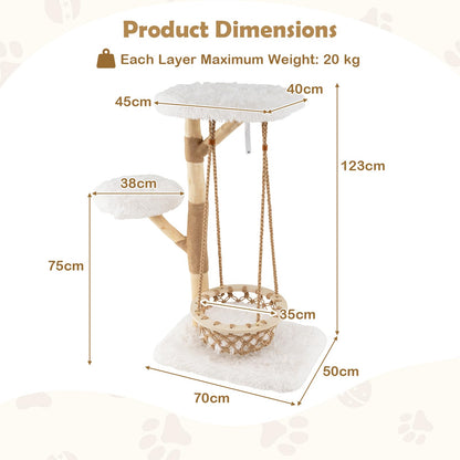 123cm Large Cats Tower with Hammock Swing