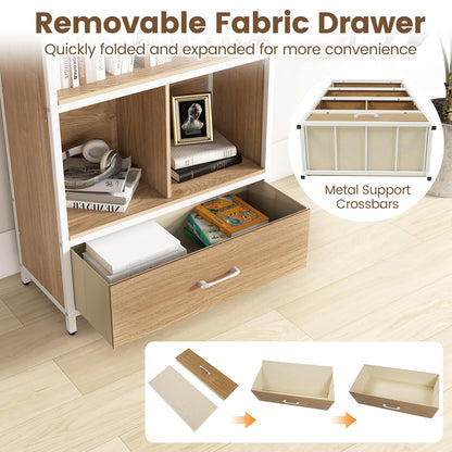 5-Tier Bookshelf, Freestanding Storage Bookcase Cabinet with 4 Storage Compartments