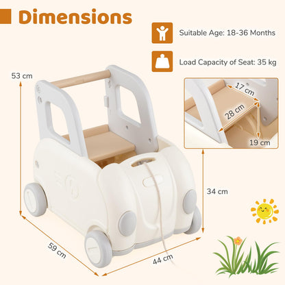 Children Push Walker Cart with Handle and Wheels