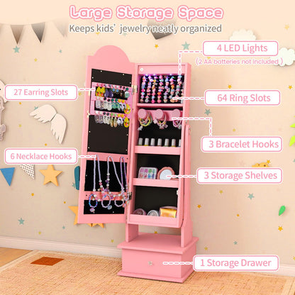 Kids Jewelry Cabinet Children Jewelry Organizer with Lights