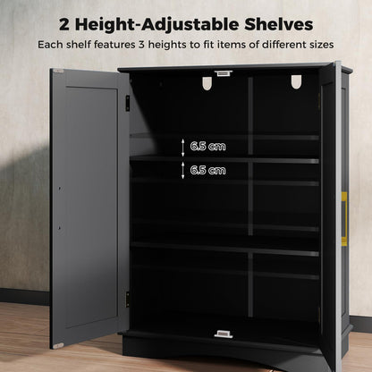 Bathroom Floor Storage Cabinet with 2 Doors and Adjustable Shelves