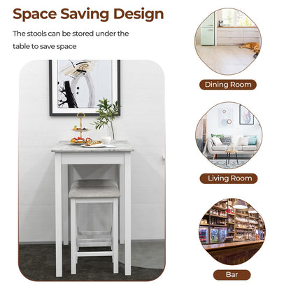 3 Pieces Pub Counter-Height Bar Table Set with Rubber Wood Legs