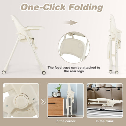 Giantex High Chairs for Babies and Toddlers Foldable Baby Highchair with Adjustable Backrest