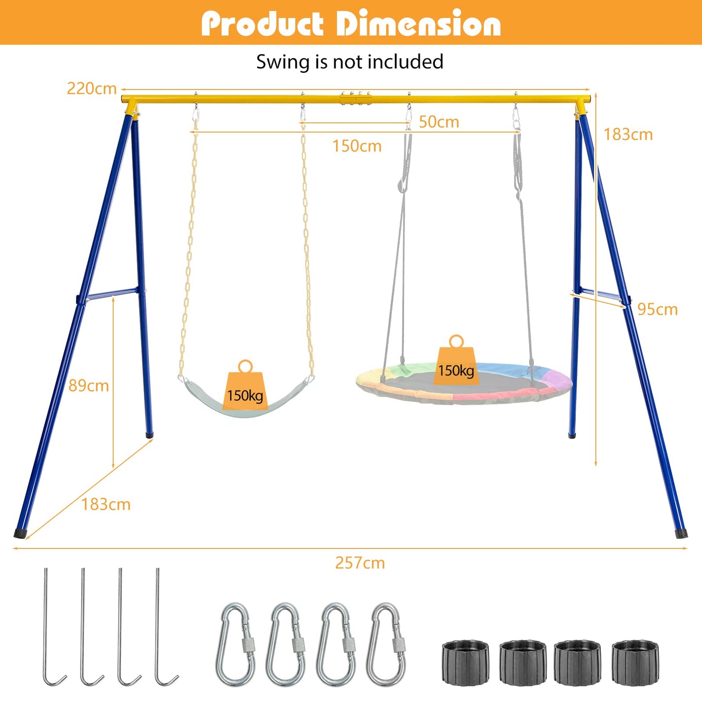 Metal Swing Stand for 2 Swings