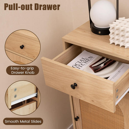 PE Rattan Storage Cabinet with Adjustable Foot Pads and Anti-toppling Kit