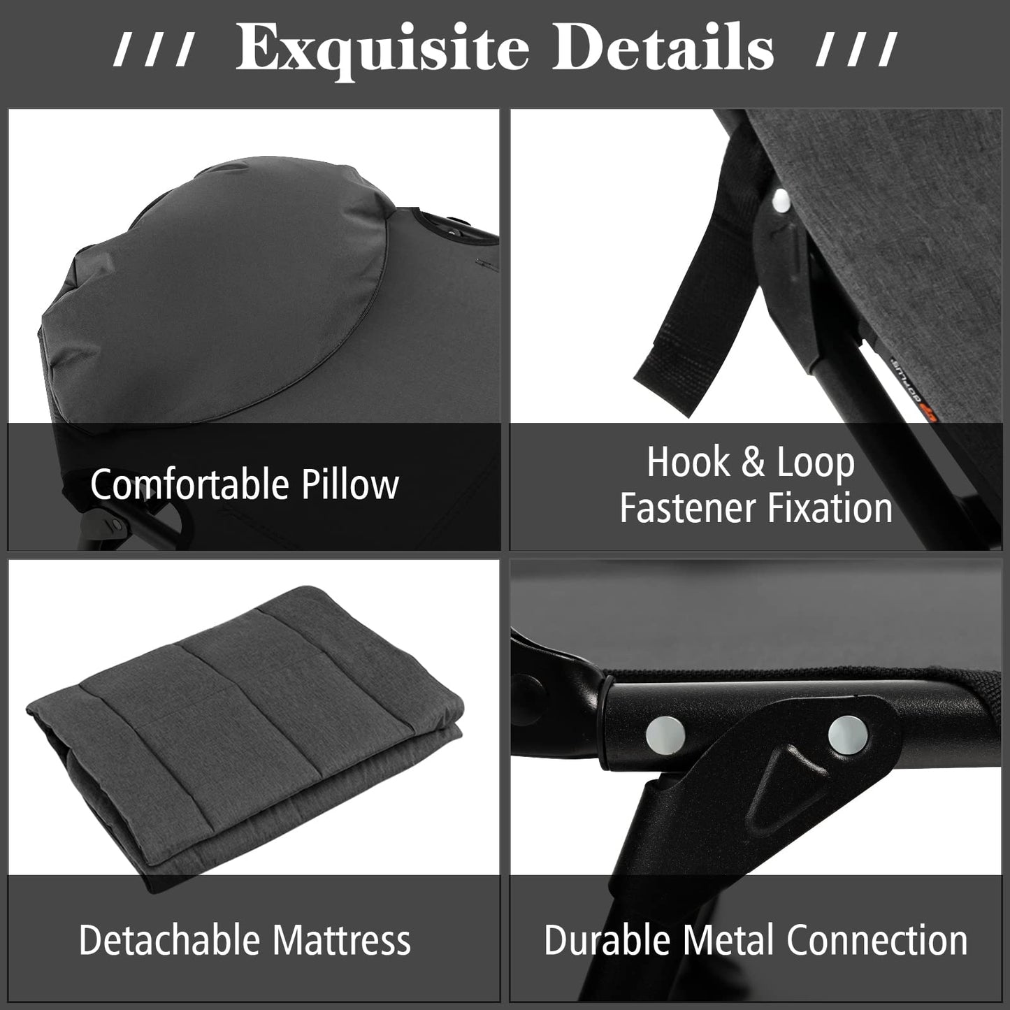 Giantex Folding Camping Bed Outdoor Sleeping Cot with Detachable Mattress 6-Position Adjustable Backrest