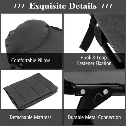 Giantex Folding Camping Bed Outdoor Sleeping Cot with Detachable Mattress 6-Position Adjustable Backrest