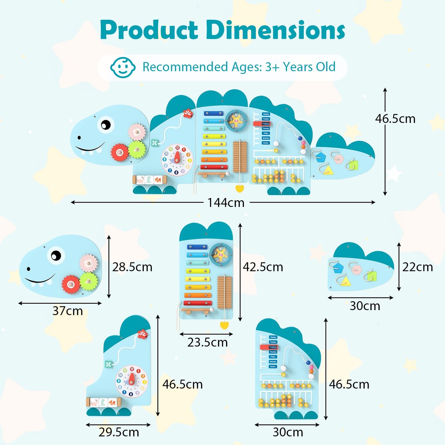 Activity Wall Busy Board Panels, 11 in 1 Wooden Sensory Wall Toy