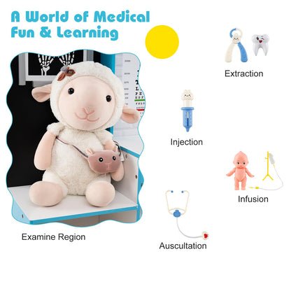 Wood Medical Center Toy Set with Examine Region and Height Measurer