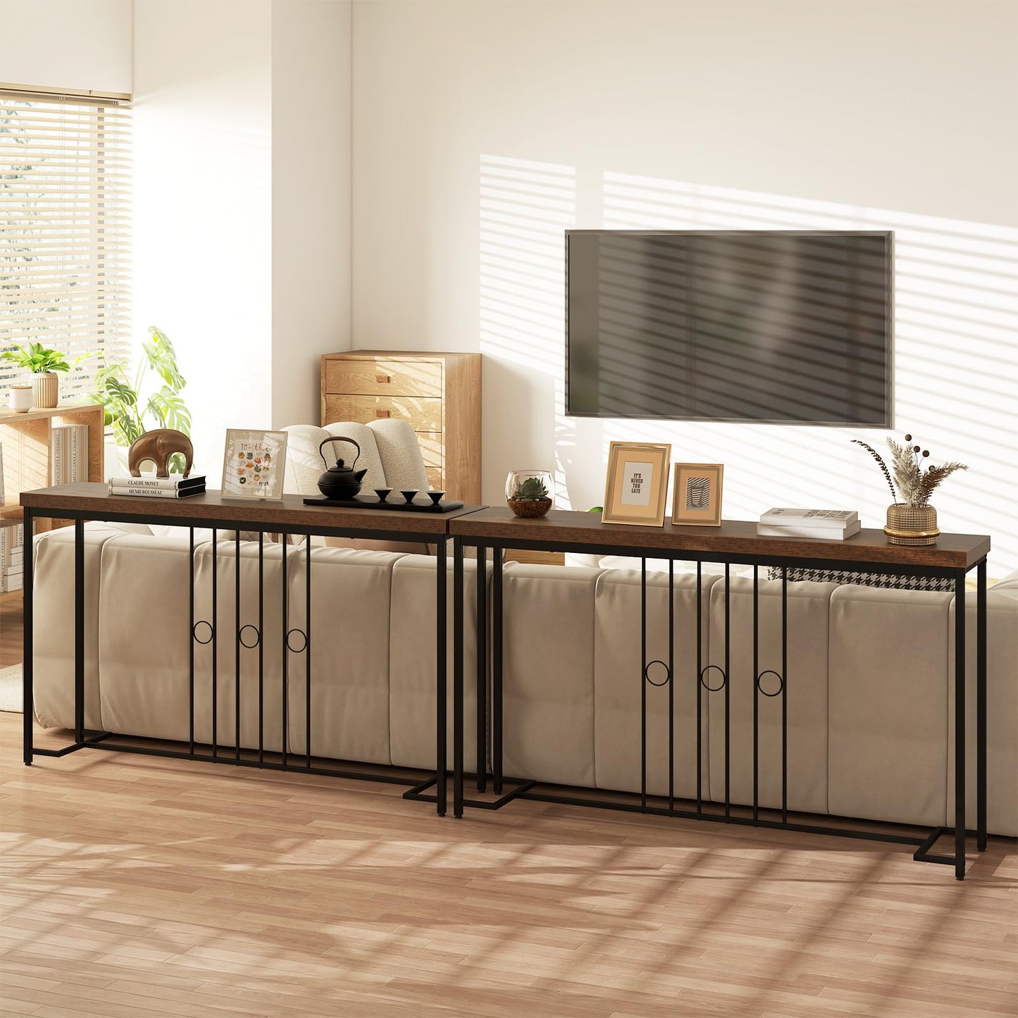 140CM Narrow Entryway Table with H-Shaped Base and Spacious tabletop