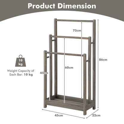 Freestanding Bathroom Towel Rail with Bottom Shelf and Anti-toppling Device