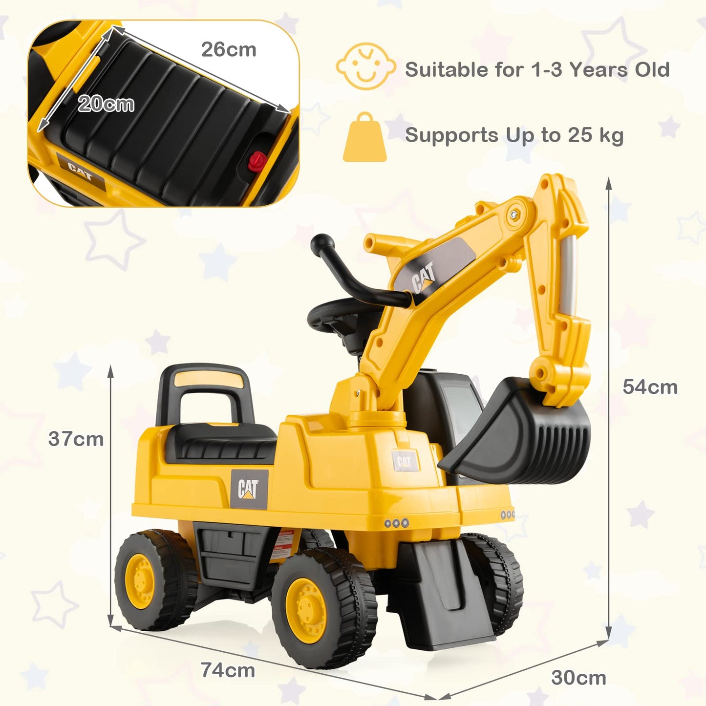 Kid's Rid-On Digger with Rotatable Digging Bucket
