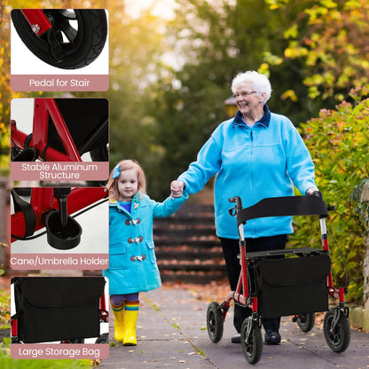 Height Adjustable Rolling Walker with Seat