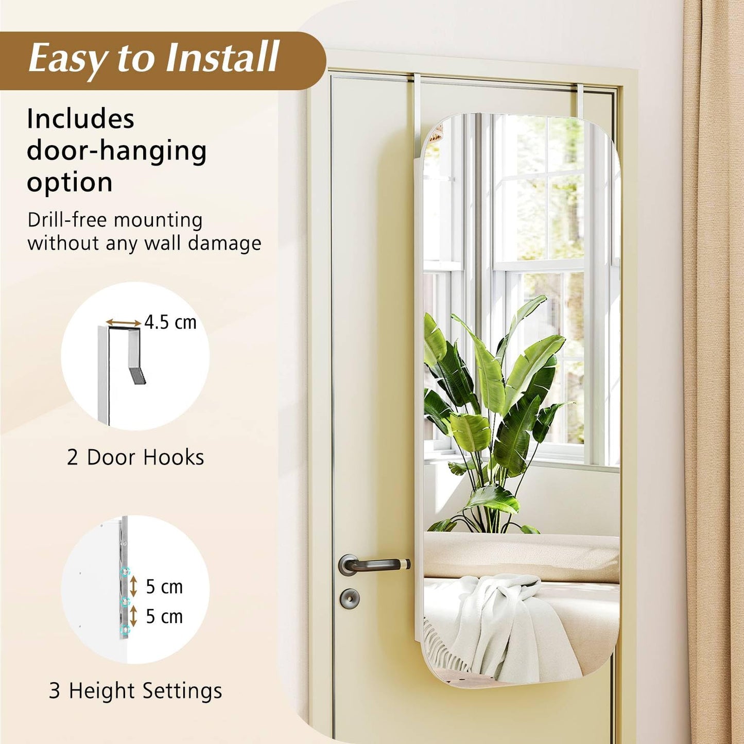 Lockable Jewelry Cabinet with Full-Length Mirror and Storage Shelves