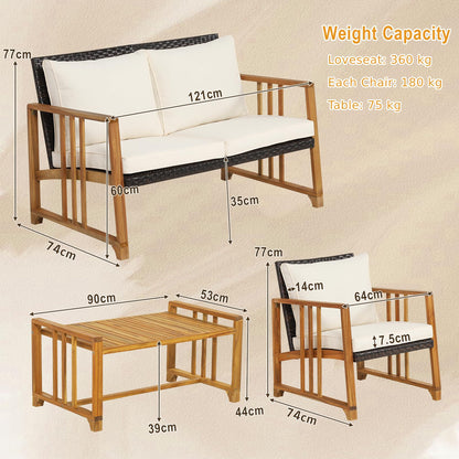 4 PCS Garden Furniture Set for Balcony Yard