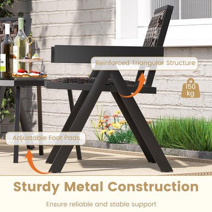 PE Rattan Garden Table and Chairs Set with Quick-Drying Foam