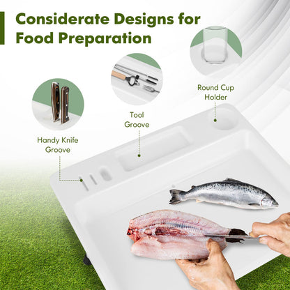 Portable Fish Fillet Table with Drainage Hose