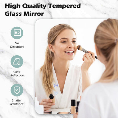 Bathroom Mirror with LED Lights, Anti-Fog Illuminated Wall Mounted Vanity Mirror