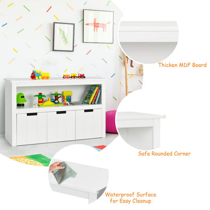 Wooden Playroom Chest with Drawers and Large Open Shelf