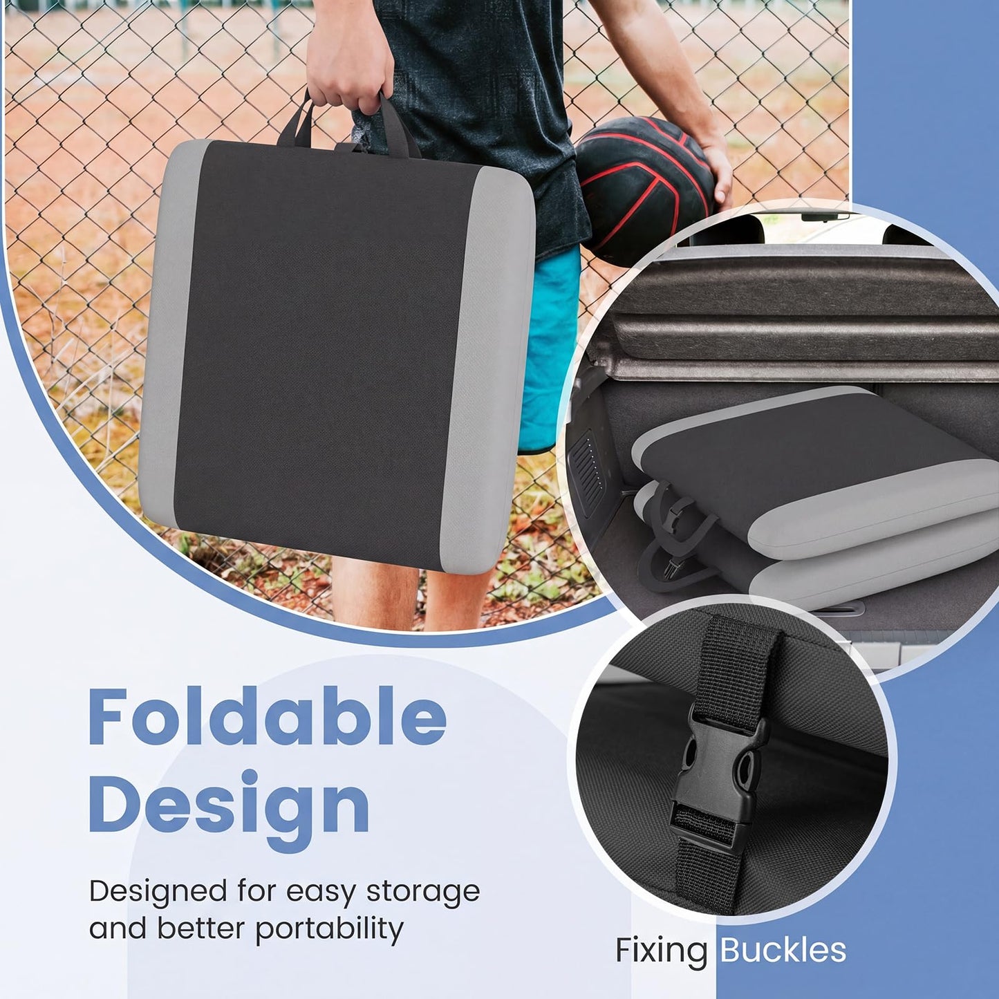 Padded Stadium Seat with Back Support and 6 Reclining Positions