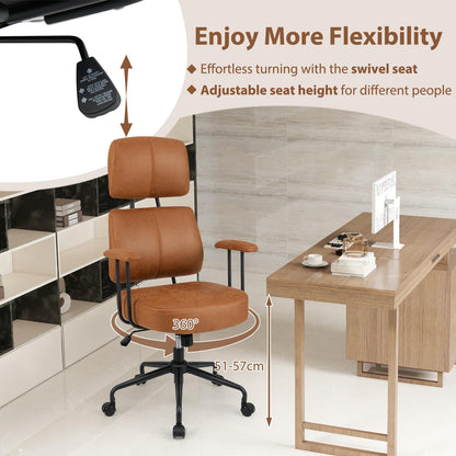 Ergonomic Office Chair with Adjustable Headrest and Spring Cushion Seat