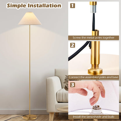 Elegant Floor Lamp with Linen Shade and Foot-Operated Switch