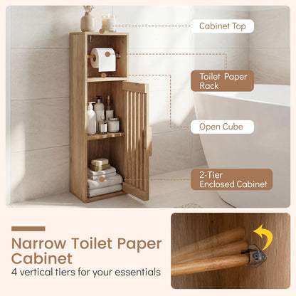 Slim Bathroom Cabinet, Freestanding Toilet Paper Holder