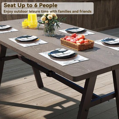 3 Pieces Outdoor Picnic Table and Benches Set for 6 People with 49MM Umbrella Hole