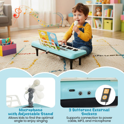 37 Keys Kids Portable Piano Keyboard with Microphone and Music Stand