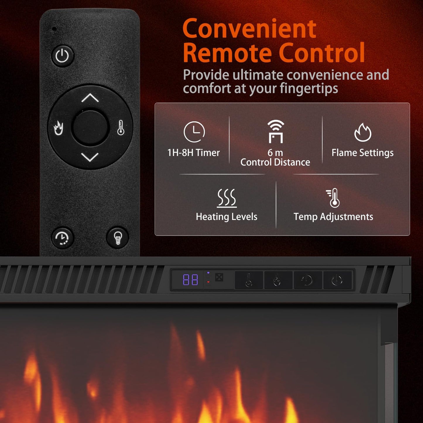 3 Sided Electric Fireplace 50 inch Recessed/Wall-Mounted/Freestanding Fire Place Heater