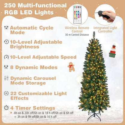 6FT Pre-Lit Christmas Tree with RGB LED Lights