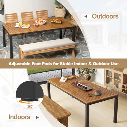 8 Seater Outdoor Dining Table with Umbrella Hole for Poolside Backyard