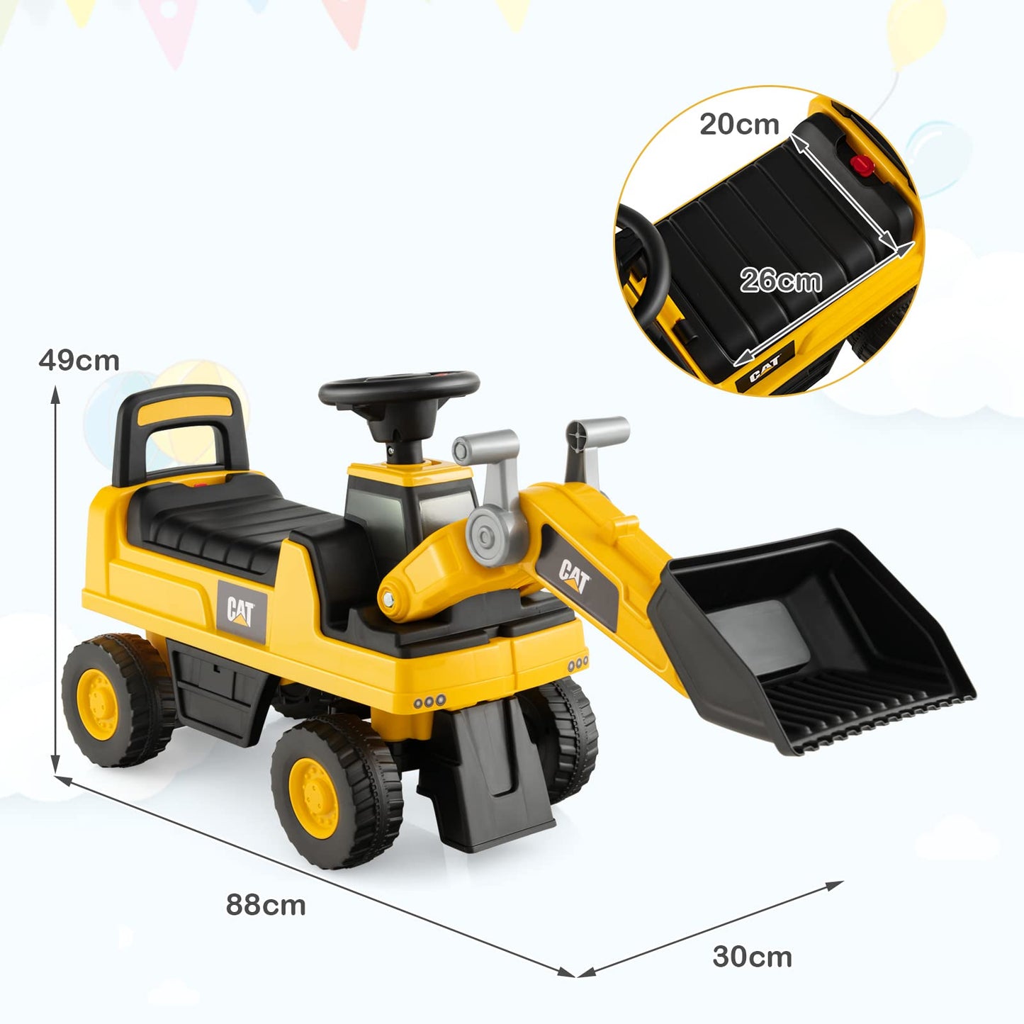 Kid's Ride on Excavator with Adjustable Bucket