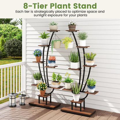 146/155CM Tall 8-Tier Corner Metal Plant Shelf for Multiple Plants