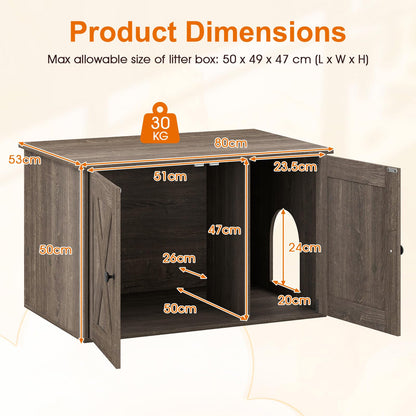 Cat Litter Box Enclosure, Hidden Privacy Kitty Washroom