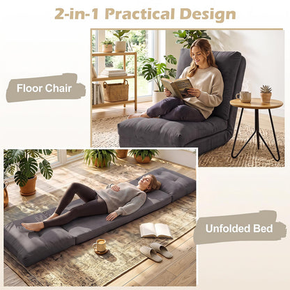 Folding Sofa Chair, 5-Position Adjustable Floor Chair Bed