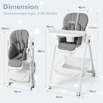 Adjustable Toddlers Highchair with Storage Basket