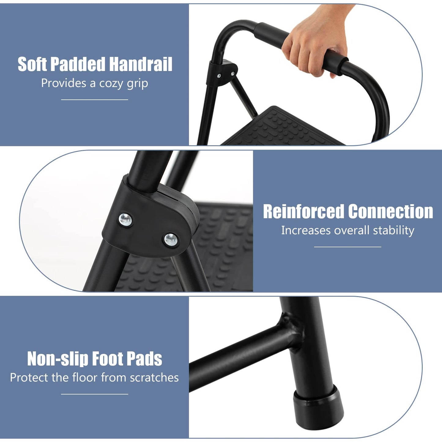 2 Step Folding Ladder with Safe Lock and Hand Grip