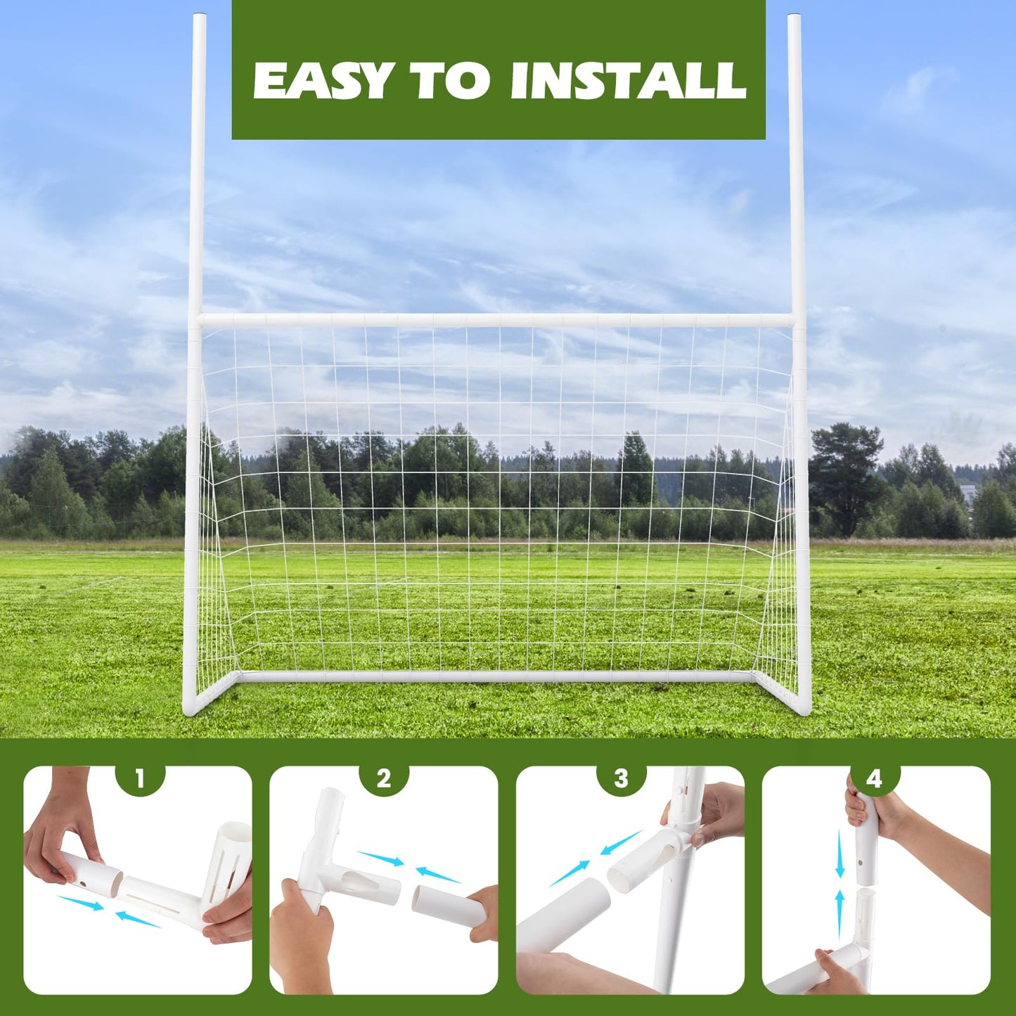 2 in 1 Football Training Equipment with 4 Ground Stakes and 18 Bungee Ropes
