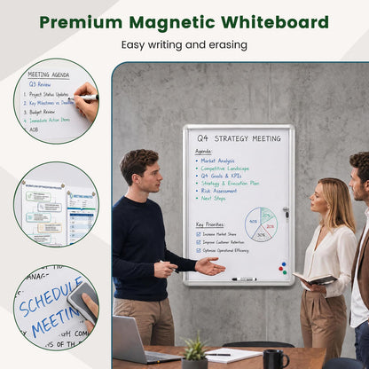 90 x 60 cm Enclosed Bulletin Board with Locking Door and Aluminum Alloy Frame