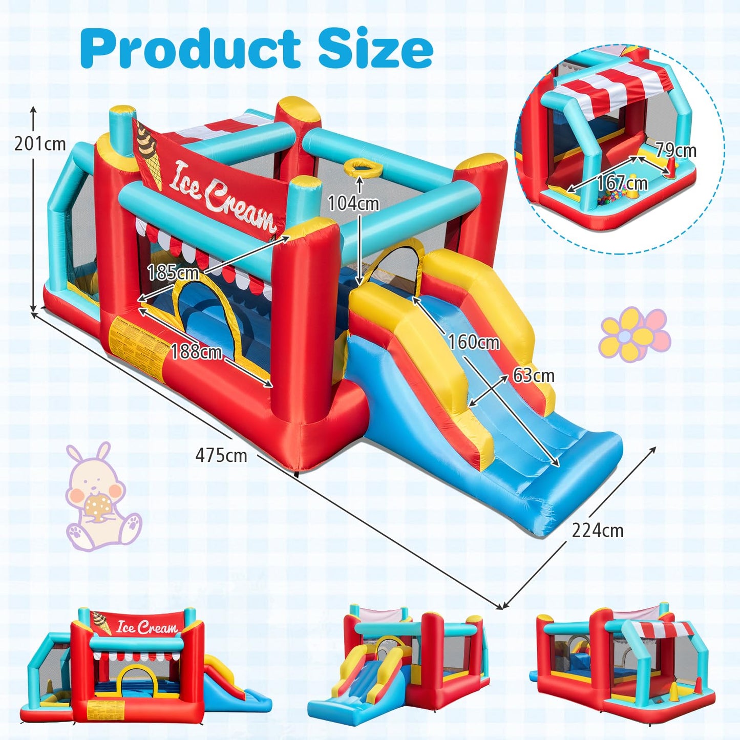 Kids Bouncy Castle with Slide & Basketball Hoop for 3-10 Years Old