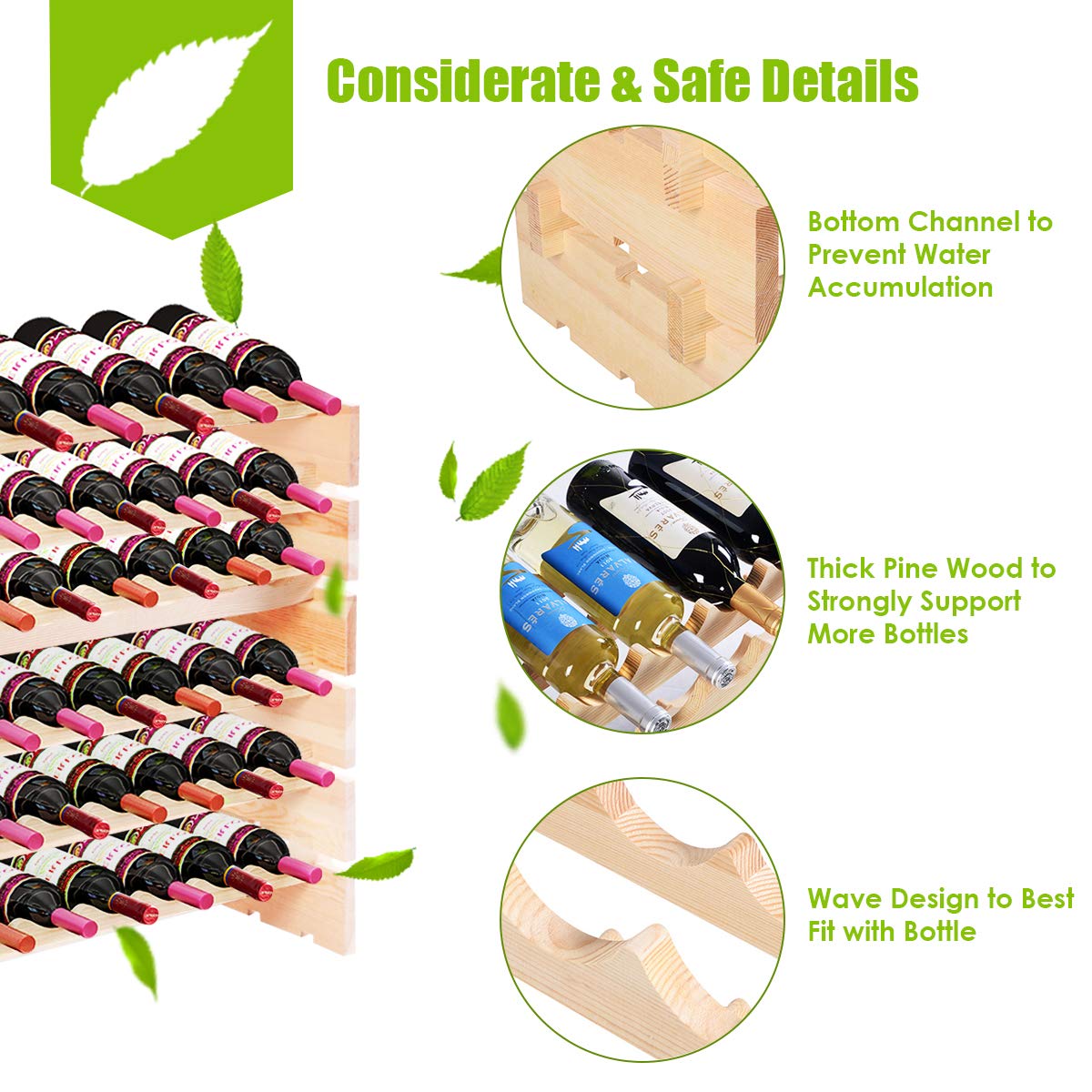 72 Bottles 6 Tier Stackable Wine Display Shelf for Home