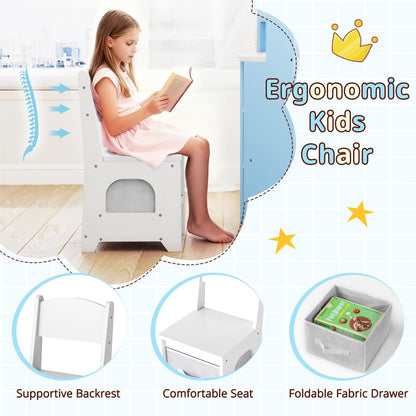 Vanity Table and Chair Set with 3 Storage Shelves and 5 Open Compartments