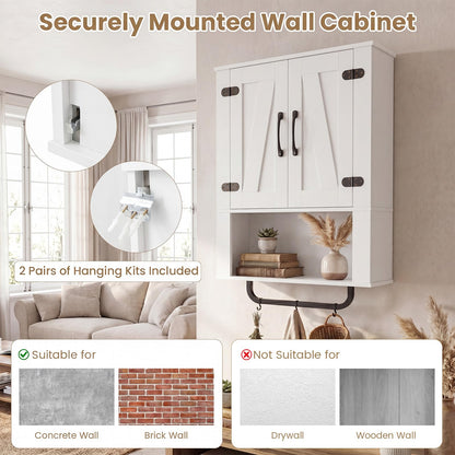 Bathroom Wall Cabinet Farmhouse Wall Mounted Organizer with 2 Barn Doors