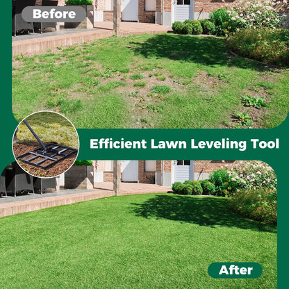 Lawn levelling Rake, 43x 25cm Lawn Leveller with 175cm Adjustment Long Handle