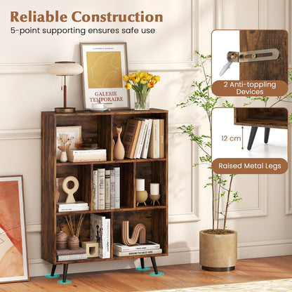Bookcase 80/100/120/140 CM Storage Organizer with 4/5/5/5 Tapered Metal Legs