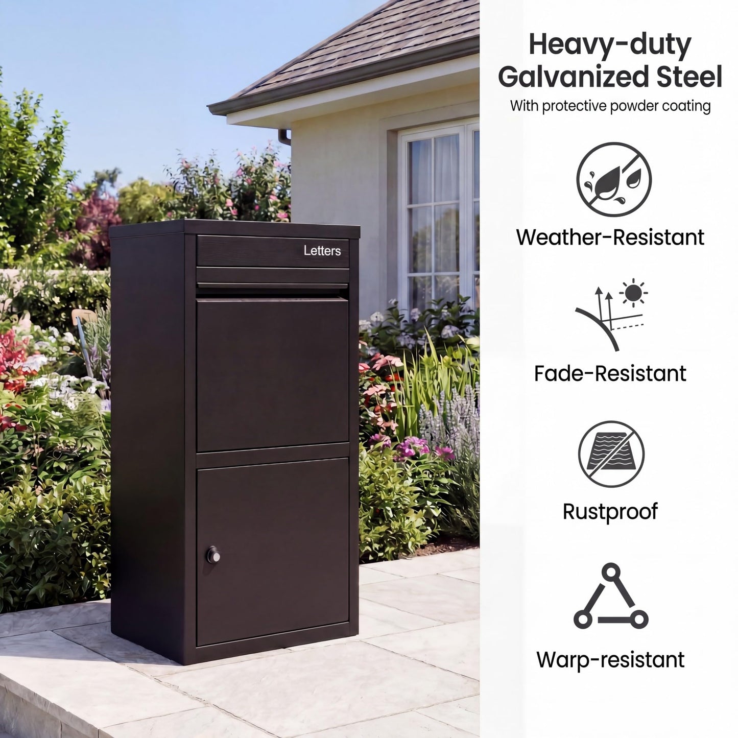 GiantexUK Outdoor Parcel Delivery Box, Large Galvanized Steel Parcel Drop Box with Anti-Theft Design